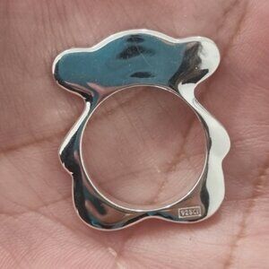 Tous Sterling Silver Silhouette Motif Bear Ring Size 6 Or 7